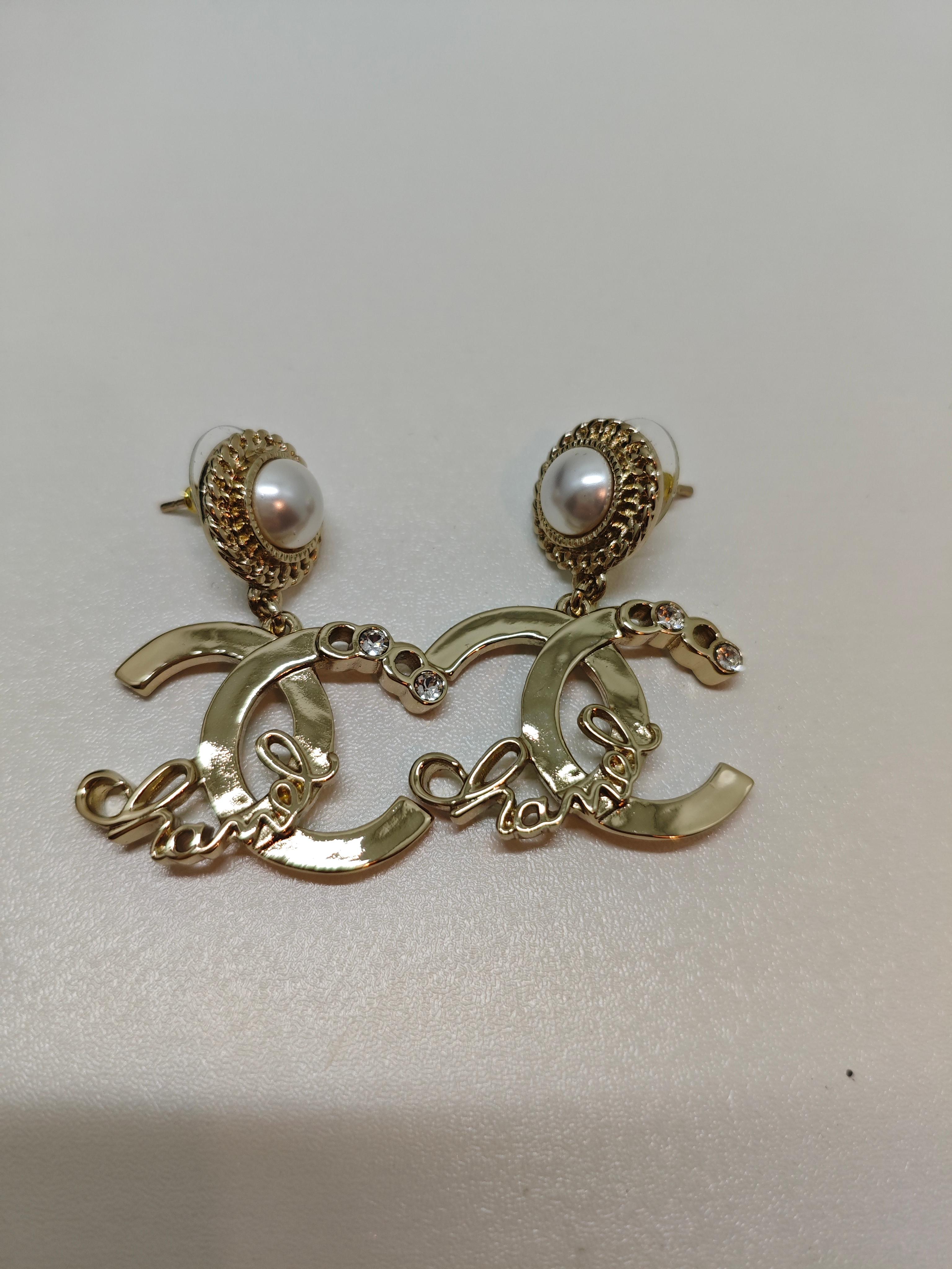 Chanel C22 Large CC Alphabet Oversized Earrings For Sale 3