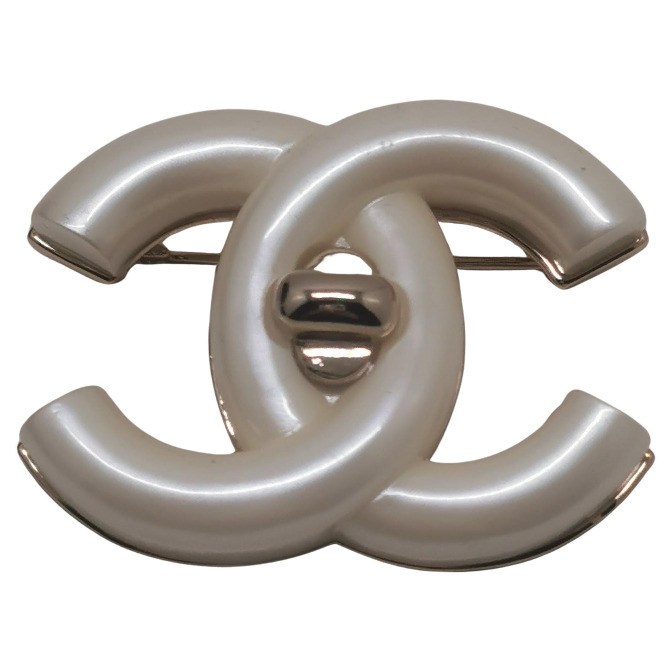 Chanel C24 Large Oversized CC Pearl Brooch