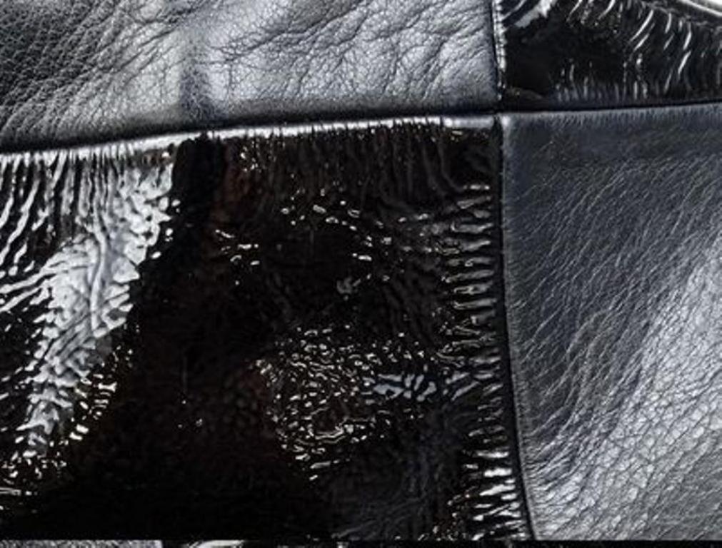 Chanel Cabas Hobo Quilted Patchwork 219129 Black Leather Shoulder Bag For Sale 2