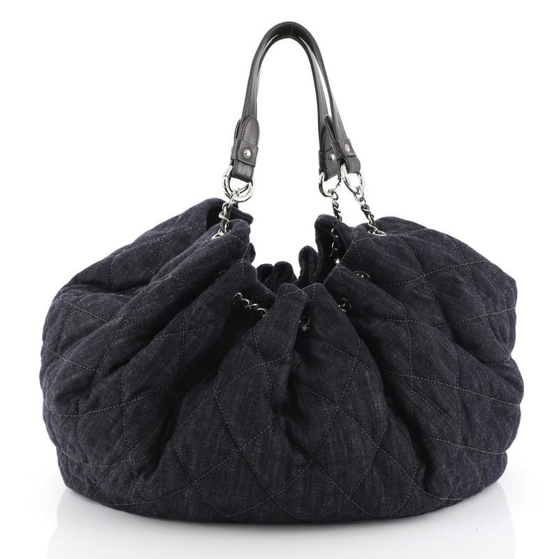 Chanel Cabas Tote Quilted Denim Large In Good Condition In NY, NY