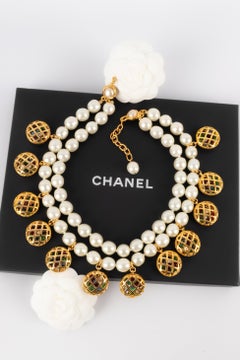 Chanel "Cages" Necklace with Openwork Golden Metal Charms