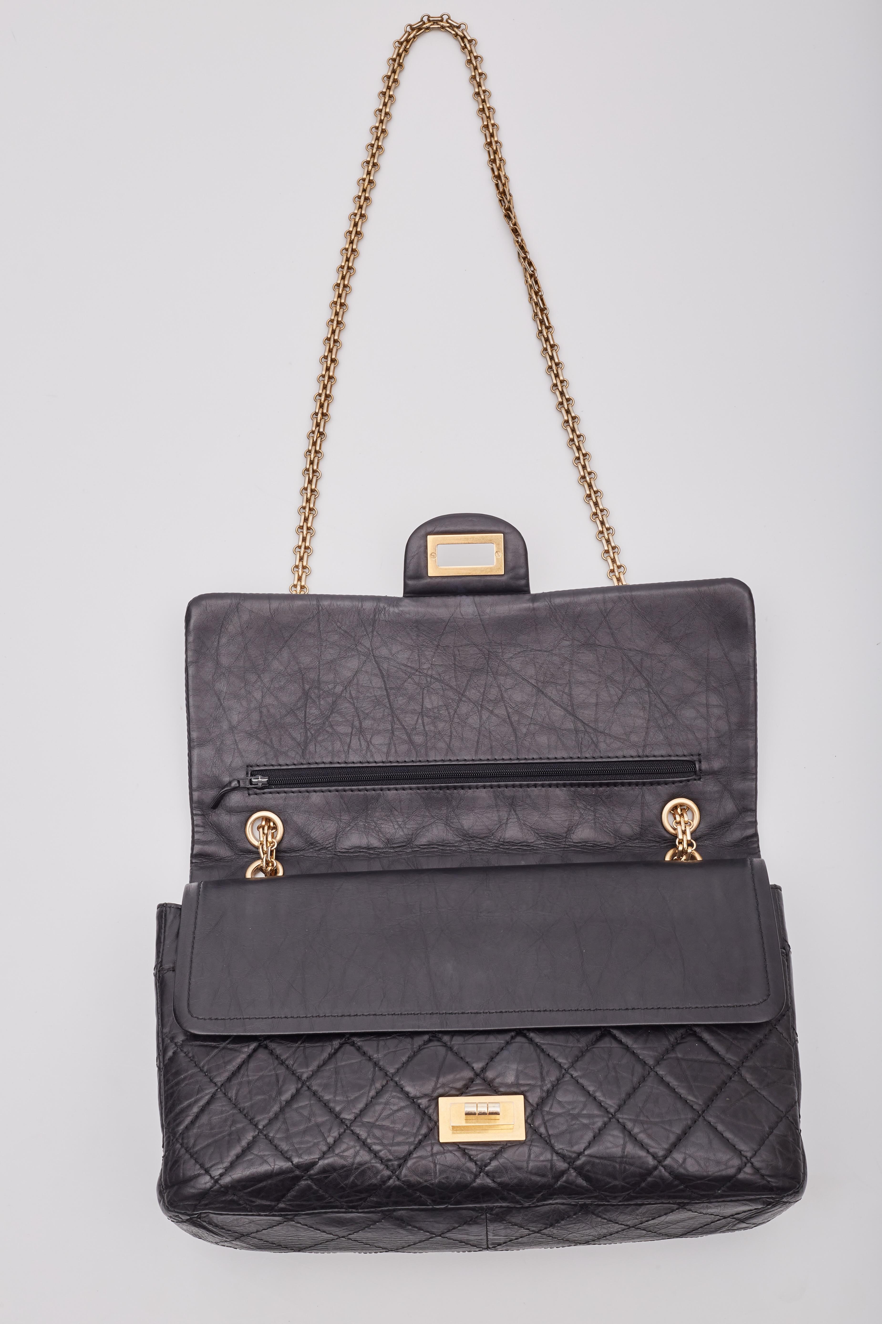 Chanel Calfskin Black Reissue 2.55 227 Flap Bag For Sale 6