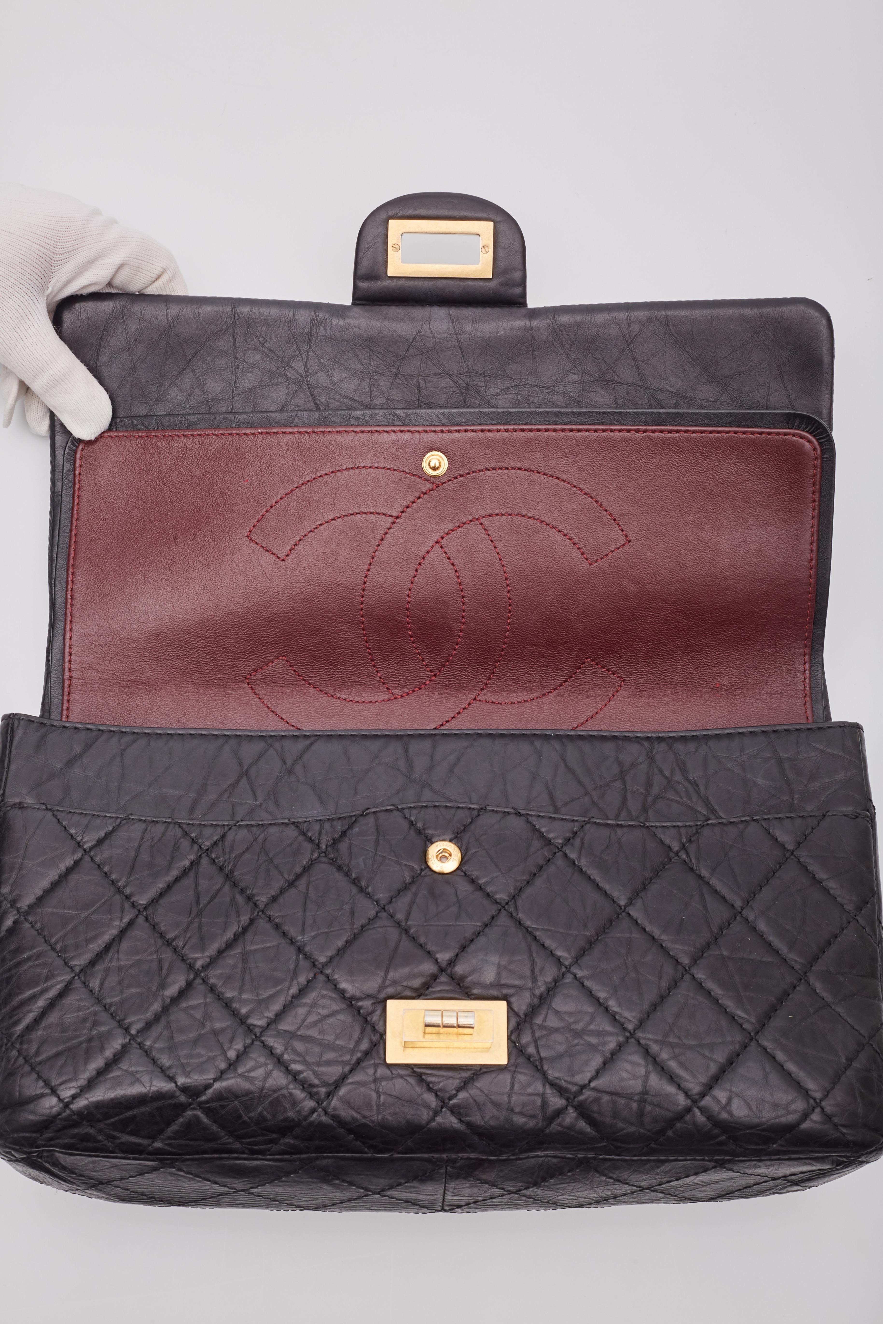 Chanel Calfskin Black Reissue 2.55 227 Flap Bag For Sale 7