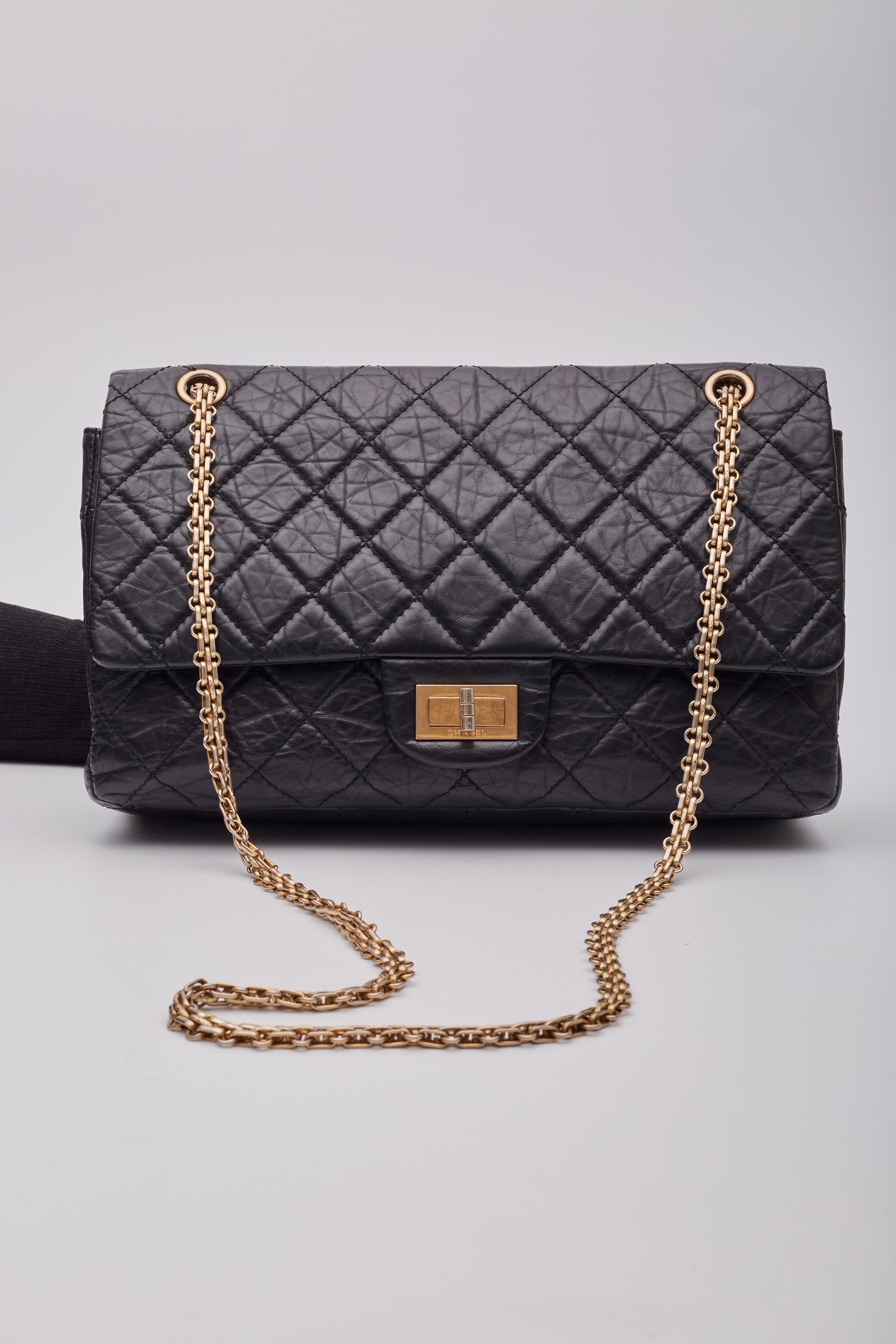 Chanel Calfskin Black Reissue 2.55 227 Flap Bag For Sale 1