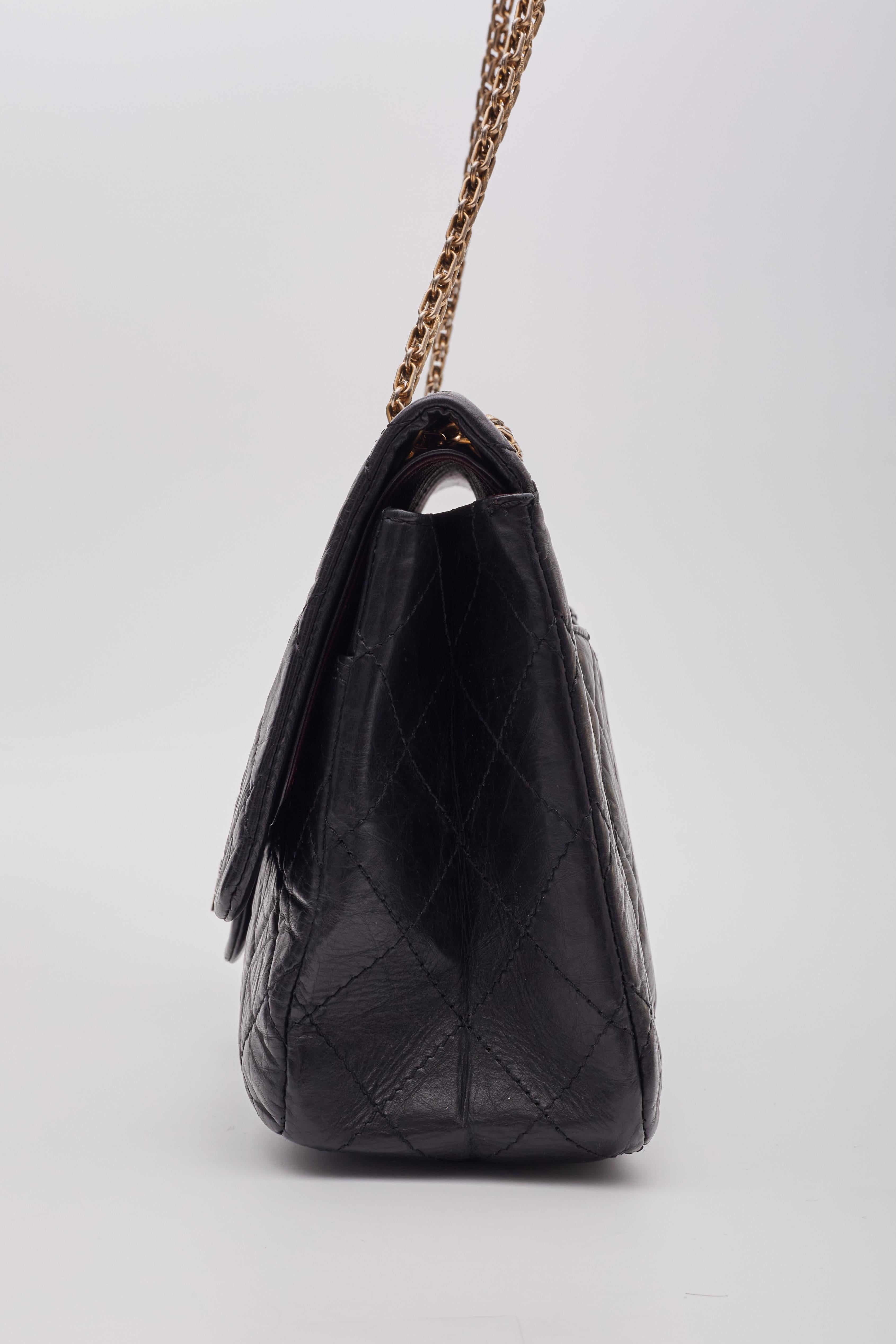 Chanel Calfskin Black Reissue 2.55 227 Flap Bag For Sale 3