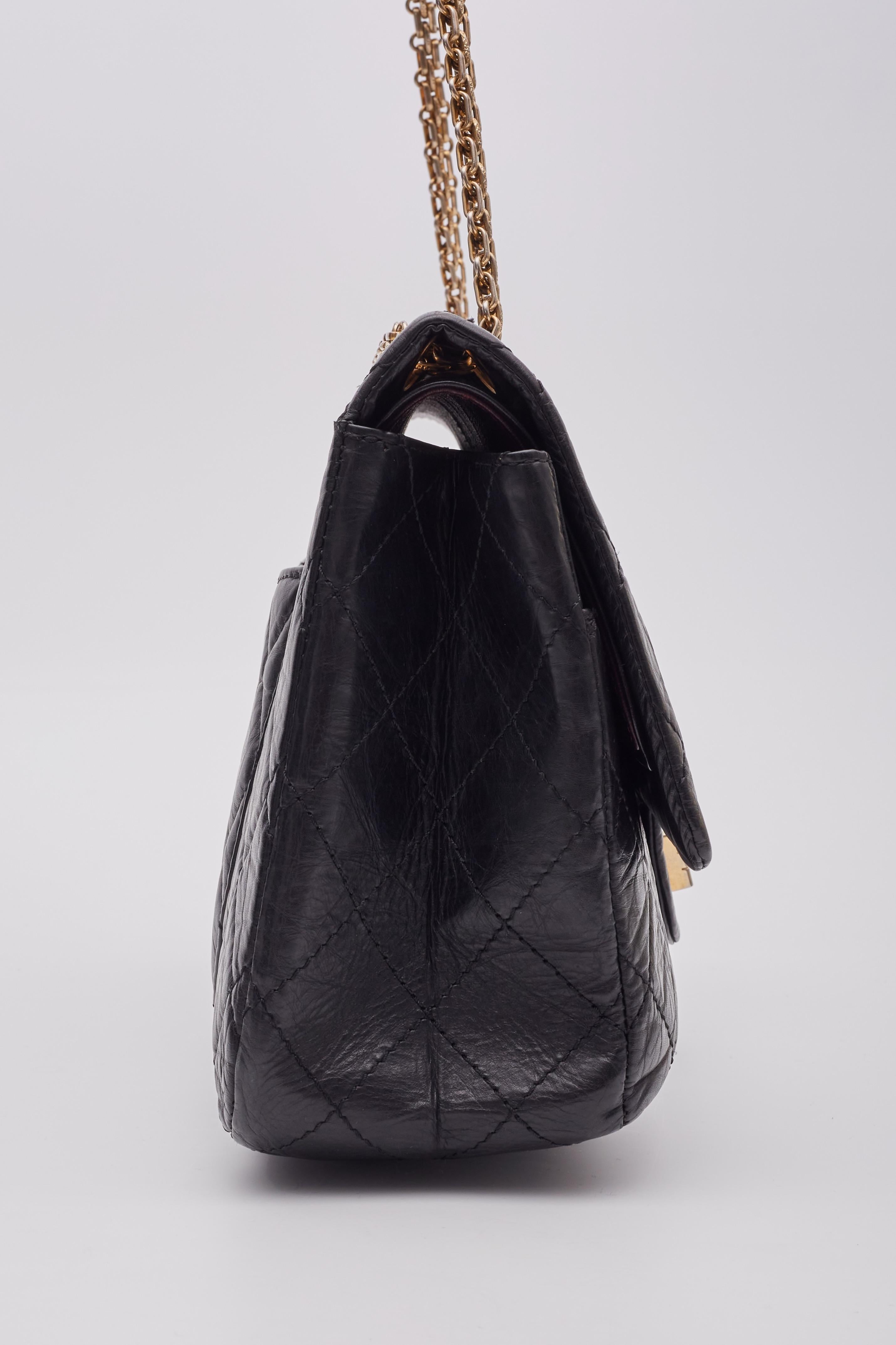 Chanel Calfskin Black Reissue 2.55 227 Flap Bag For Sale 4