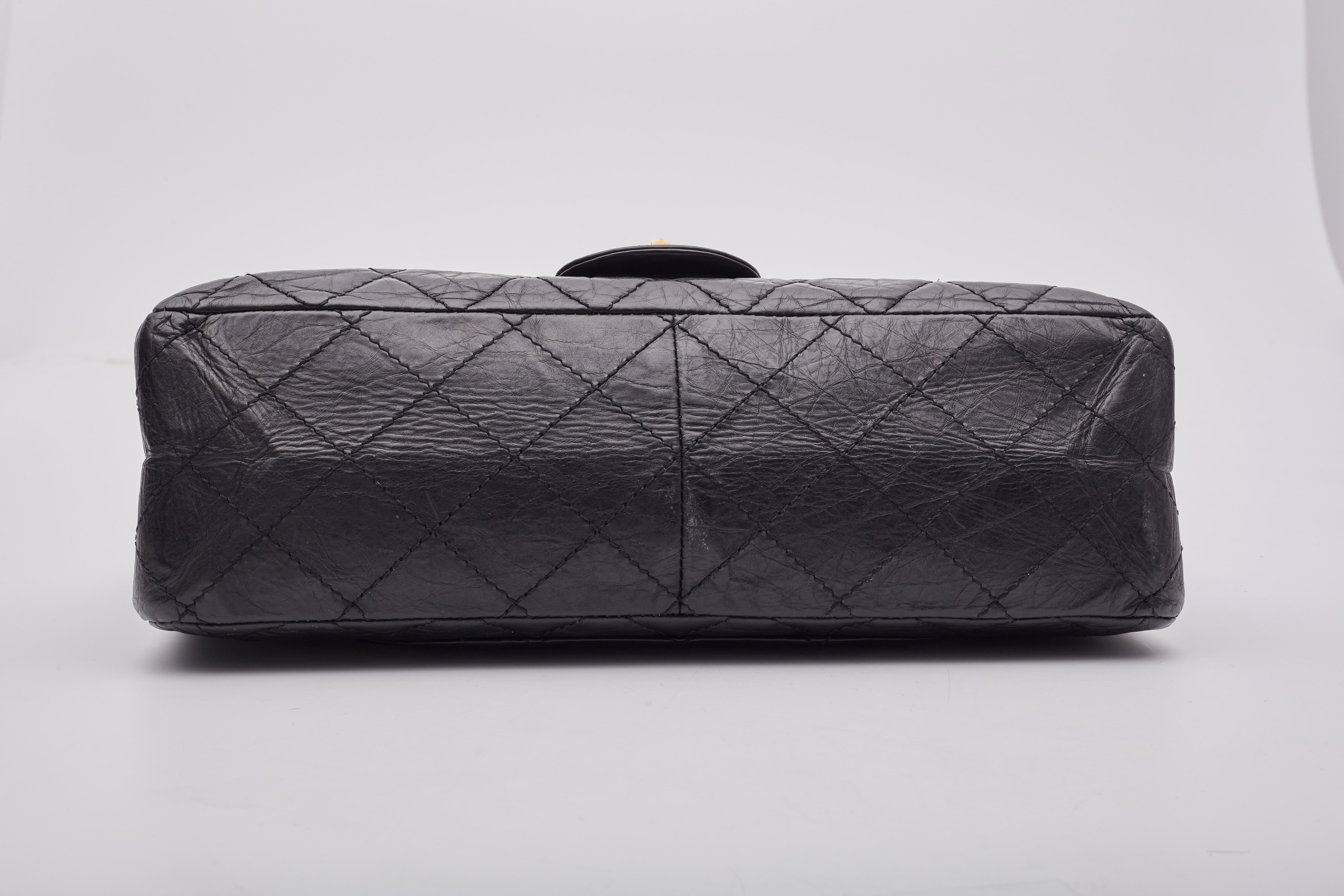 Chanel Calfskin Black Reissue 2.55 227 Flap Bag For Sale 5