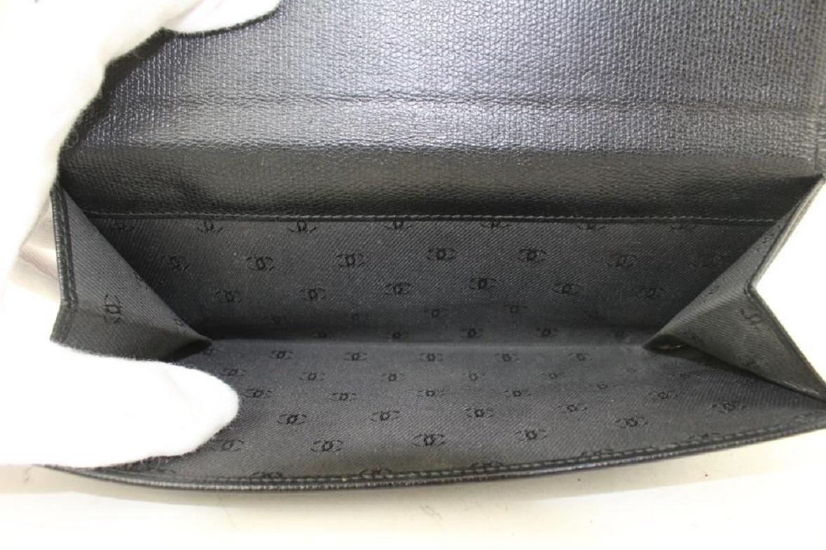 Chanel Portafoglio lungo con patta in pelle di vitello con logo CC 124cas76 6
