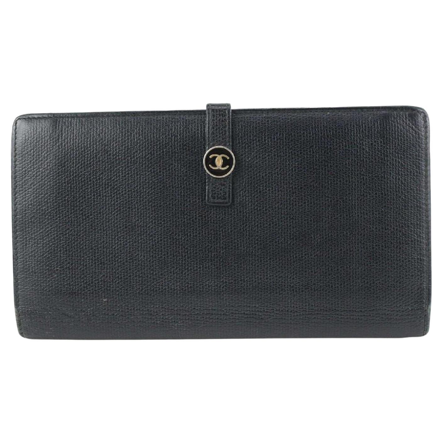 Chanel Calfskin Button Line CC Logo Long Flap Wallet 124cas76 For Sale