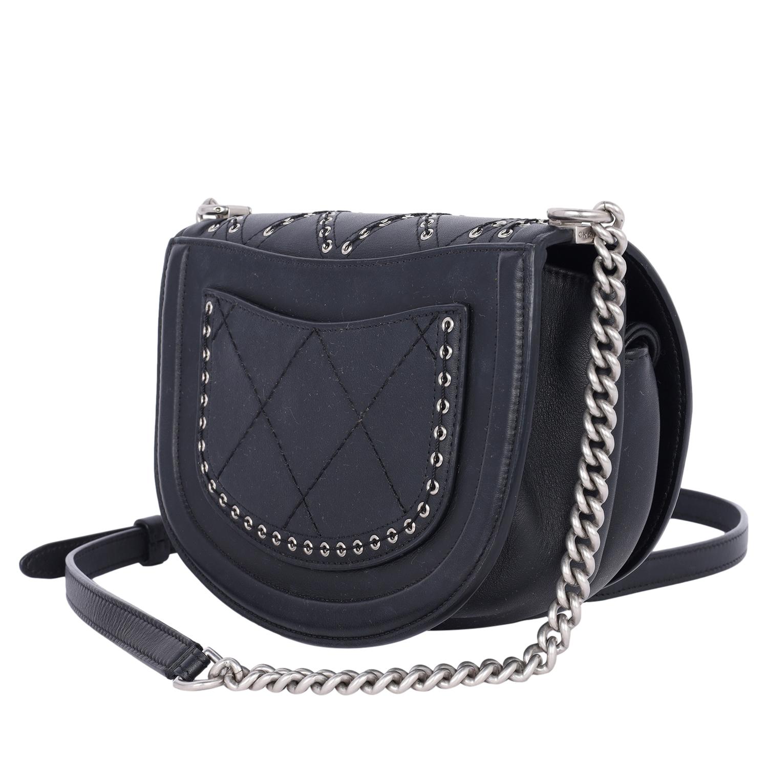 Chanel Calfskin Coco Eyelets Small Flap Bag Black 6