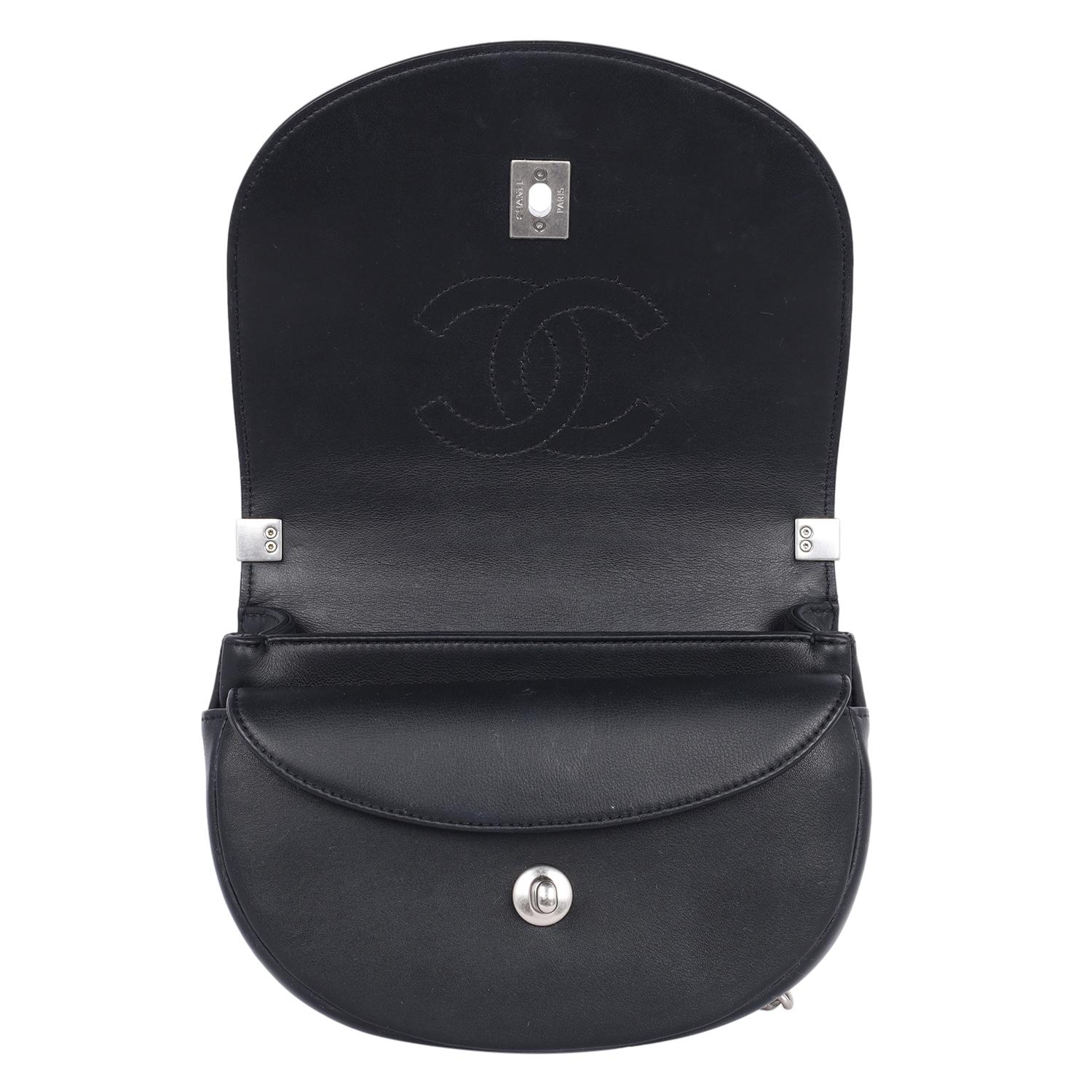 Chanel Calfskin Coco Eyelets Small Flap Bag Black 8