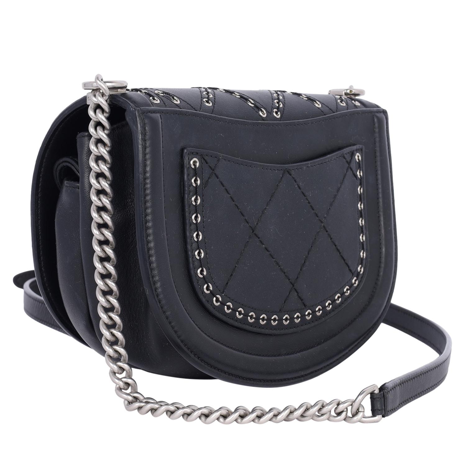 Chanel Calfskin Coco Eyelets Small Flap Bag Black 5
