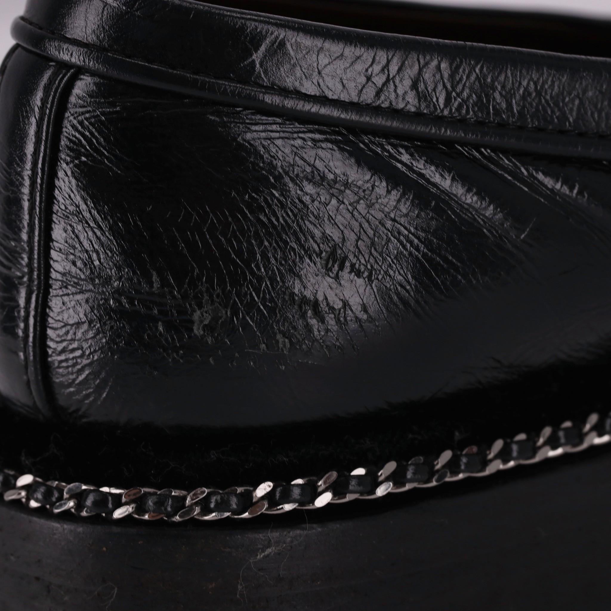Chanel Calfskin Leather 'CC' Logo & Chain Moccasin Loafers 8