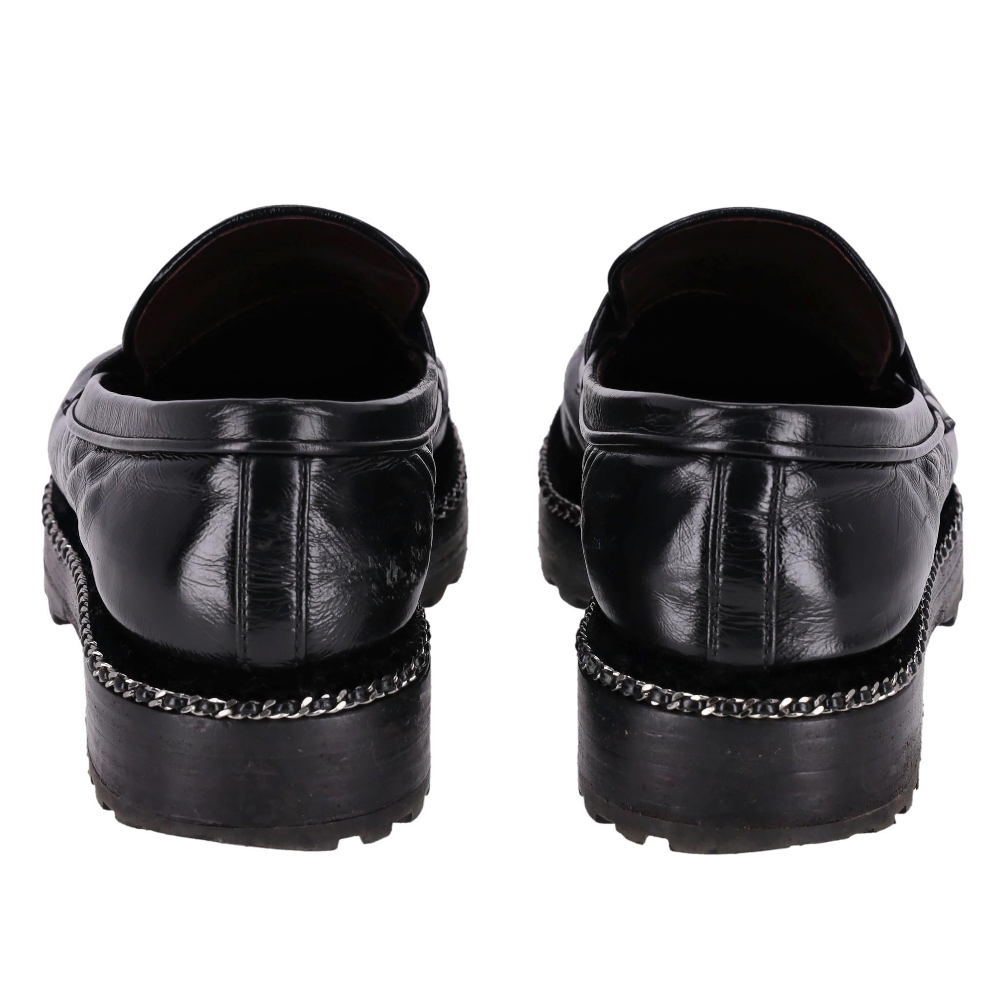 Chanel Calfskin Leather 'CC' Logo & Chain Moccasin Loafers 1