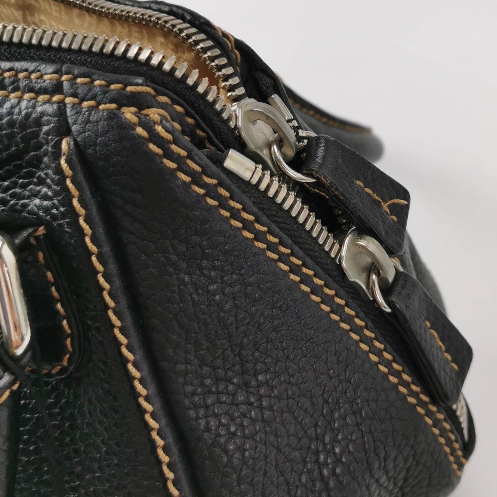 CHANEL Calfskin Leather Tassel Medium Black Bowler bag 6