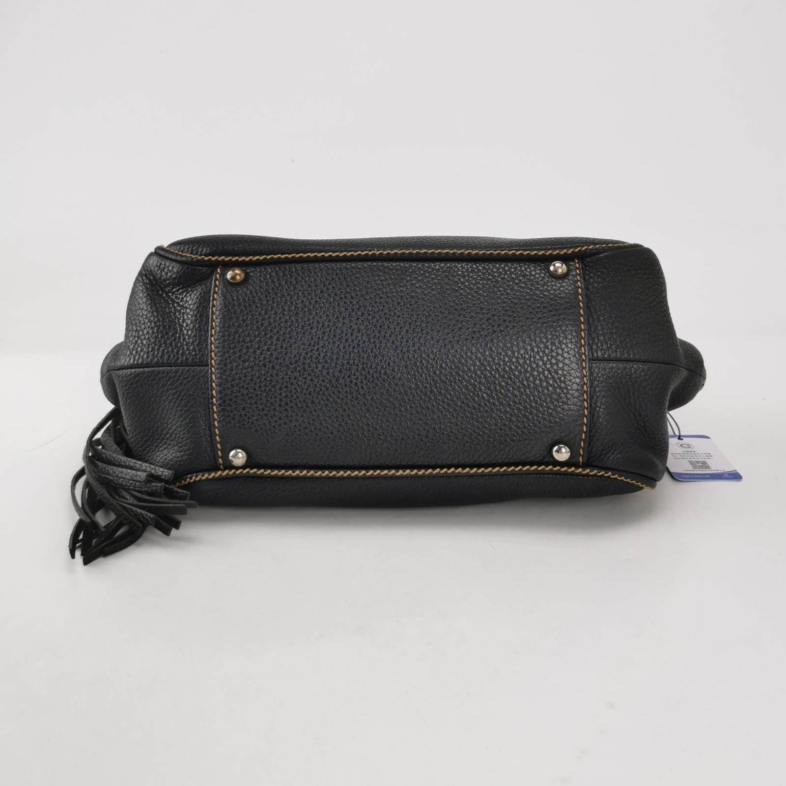 CHANEL Calfskin Leather Tassel Medium Black Bowler bag 1