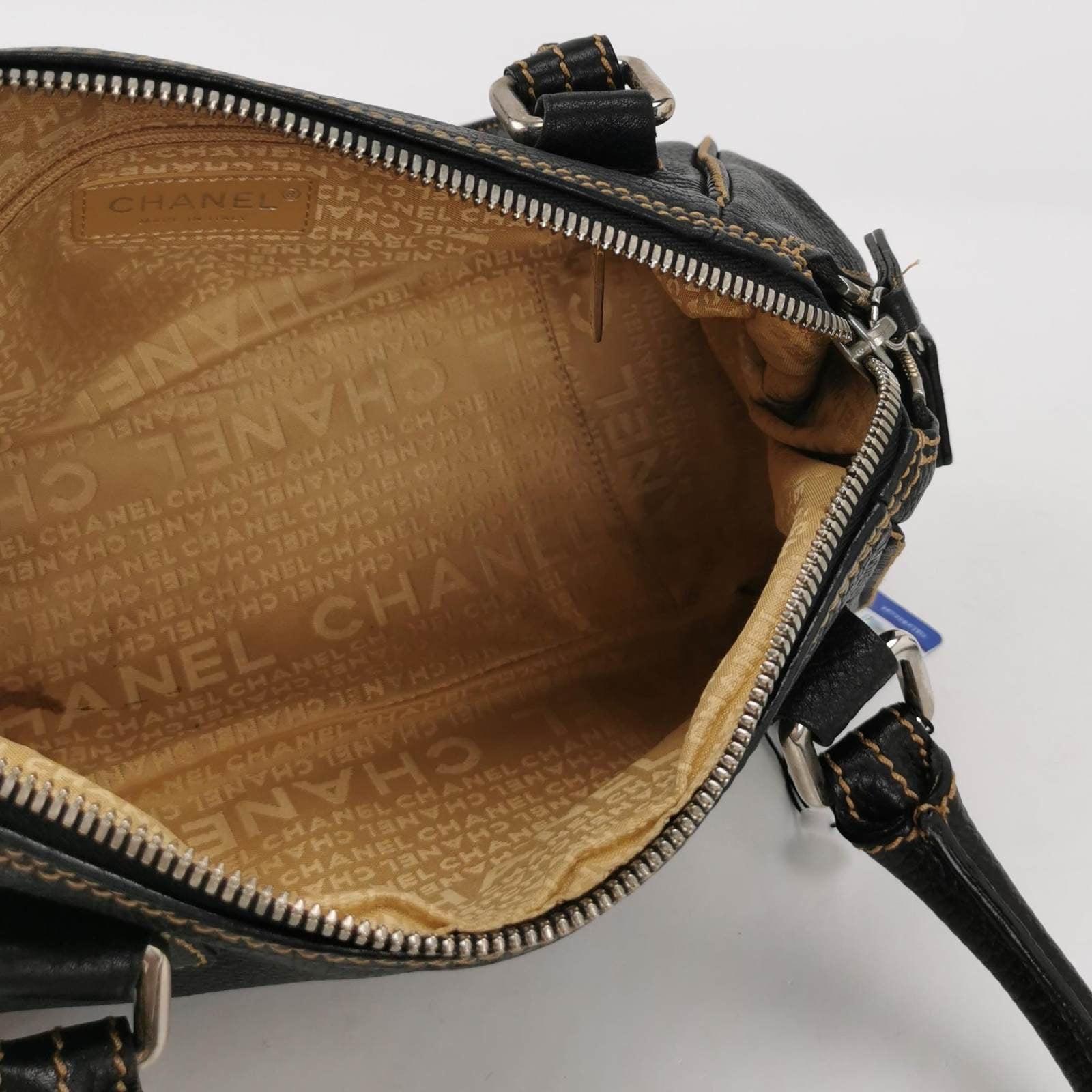 CHANEL Calfskin Leather Tassel Medium Black Bowler bag 2