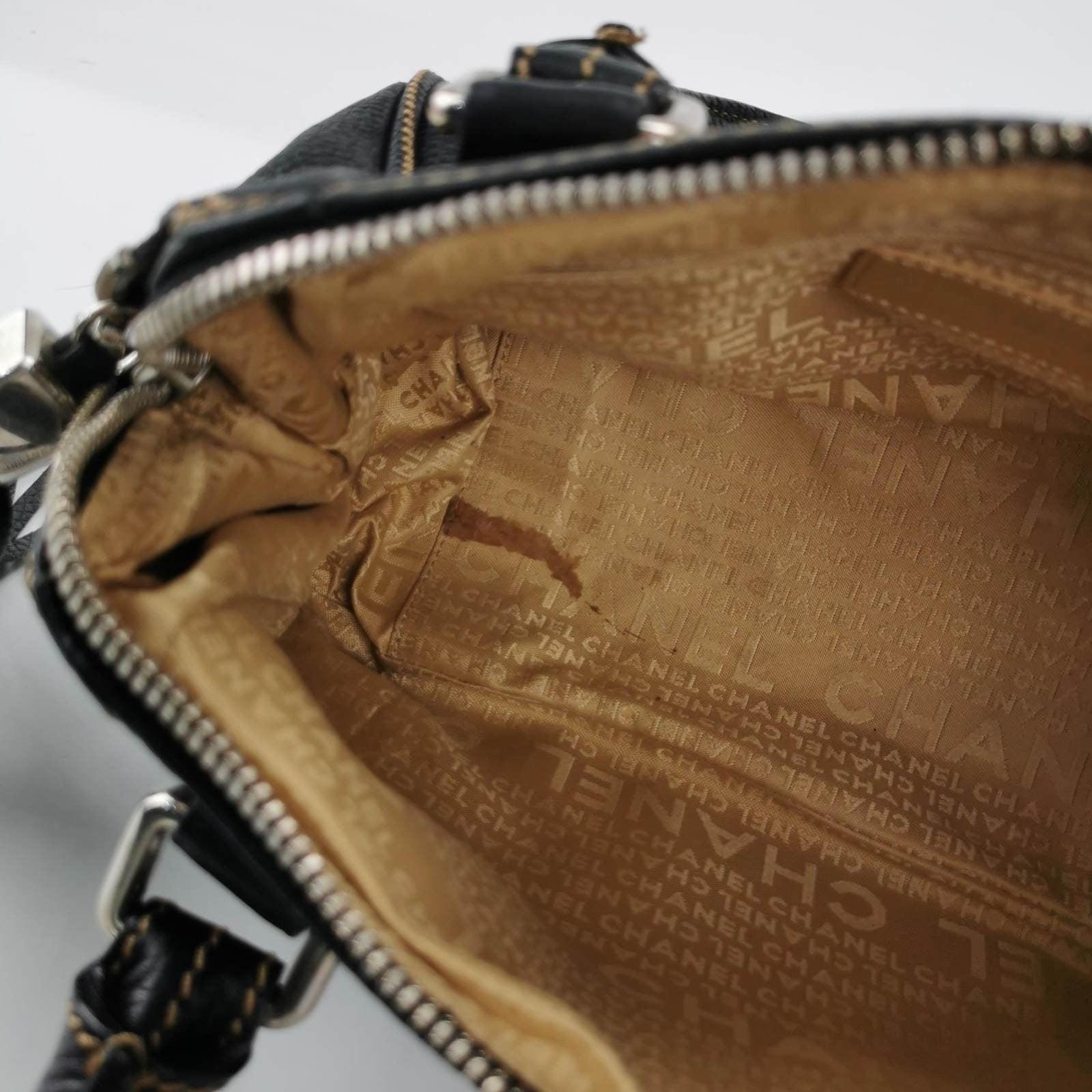 CHANEL Calfskin Leather Tassel Medium Black Bowler bag 3