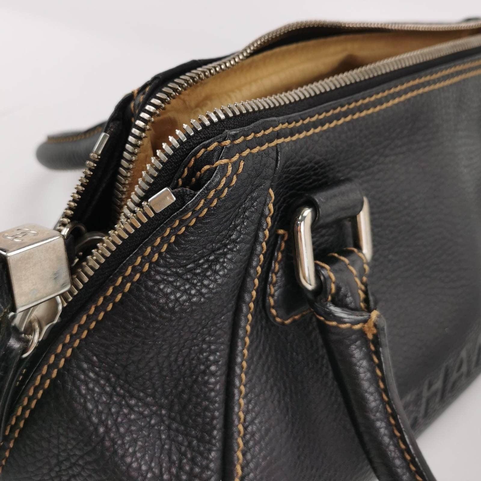 CHANEL Calfskin Leather Tassel Medium Black Bowler bag 5