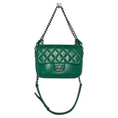 Chanel Calfskin Medium Rock My Shoulder Flap Green