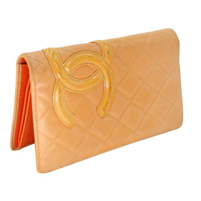 Orange Chanel Cambon Big CC Monogram Quilted Lambskin Wallet CC-W0209N-0007 For Sale