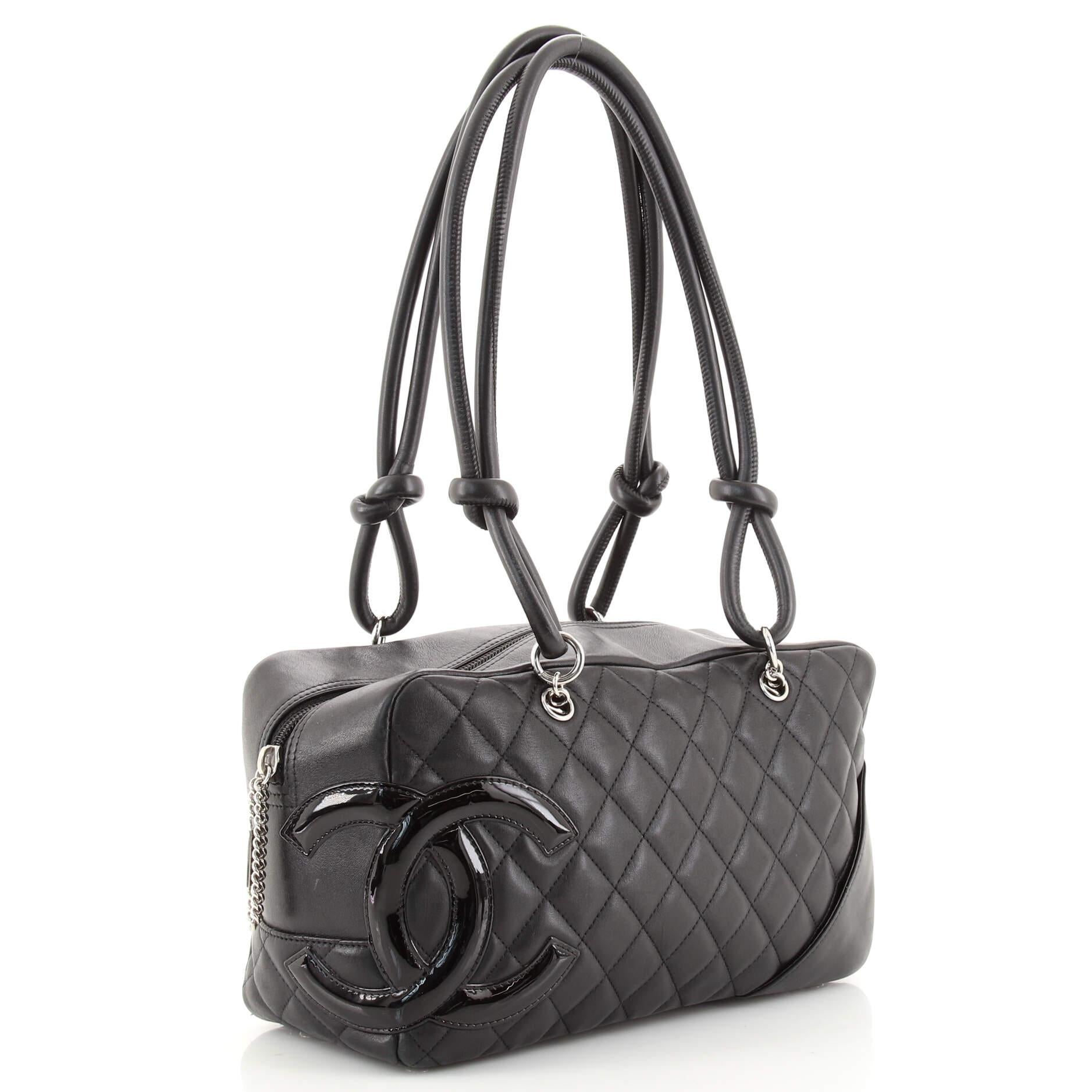 Black Chanel Cambon Bowler Bag Quilted Leather Medium
