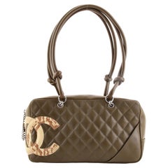 Chanel Cambon Bowler Bag Quilted Leather with Python Medium