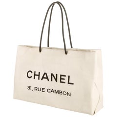 Vintage Chanel Cambon Essential 224734 White X Black Leather Tote