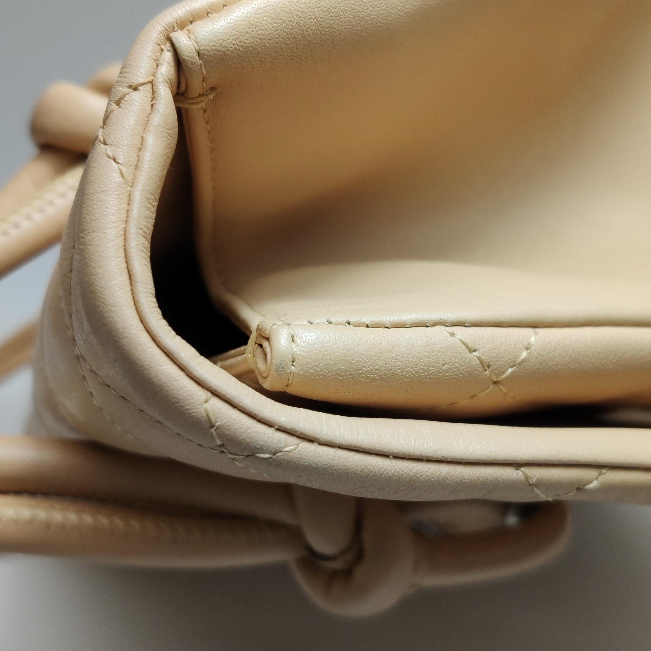 Chanel Cambon Flap Maxi Beige Calfskin Leather Double Strap Shoulder Bag For Sale 16