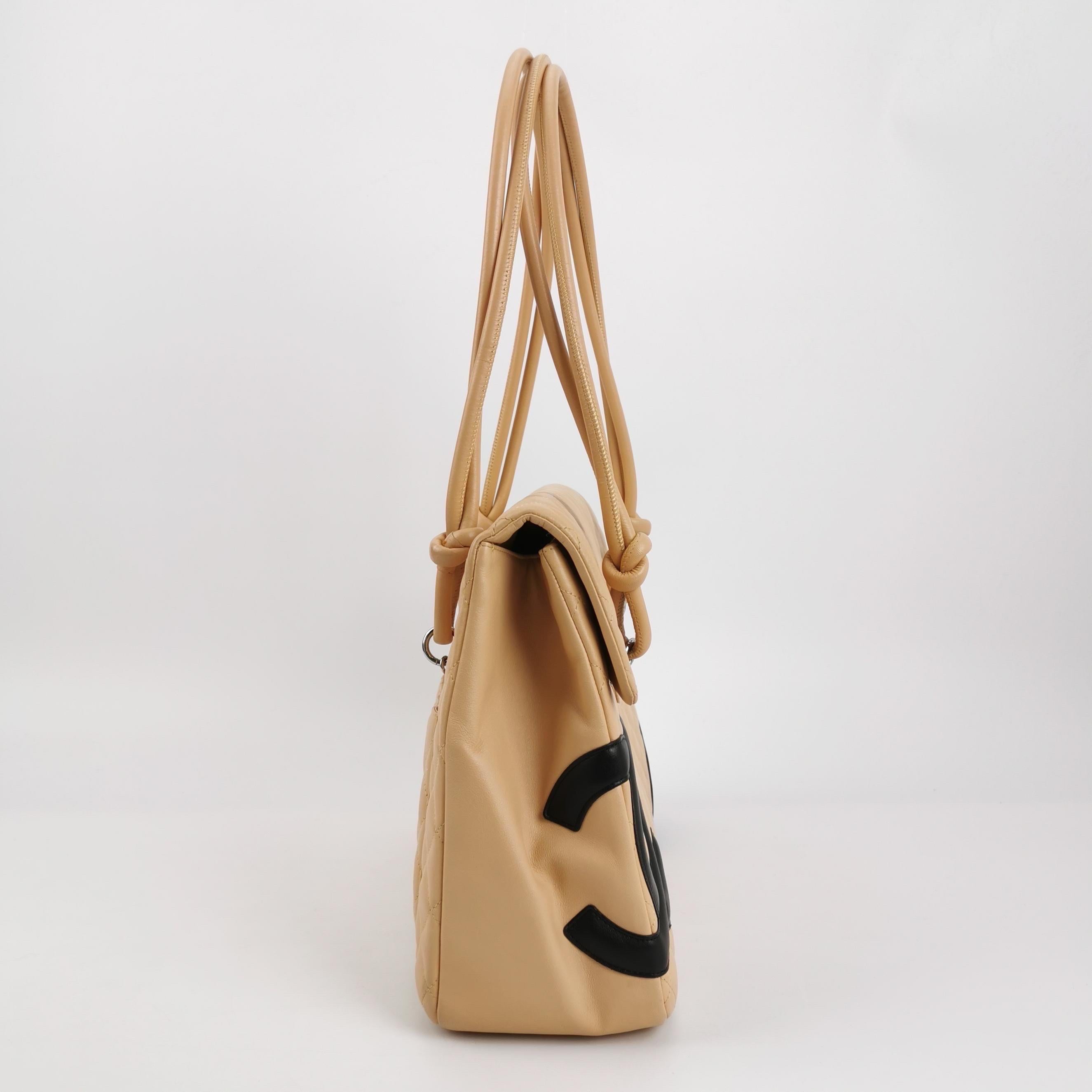 Women's Chanel Cambon Flap Maxi Beige Calfskin Leather Double Strap Shoulder Bag For Sale
