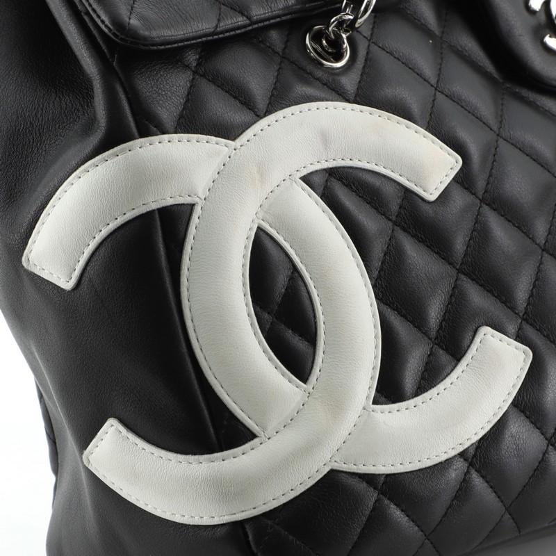 Black Chanel Cambon Flap Tote Quilted Leather Large