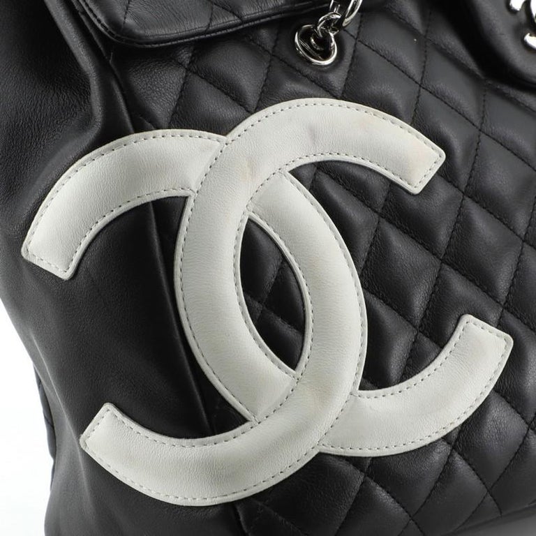 Vintage Chanel Cambon Black Briefcase Quilted Lambskin Large — THE