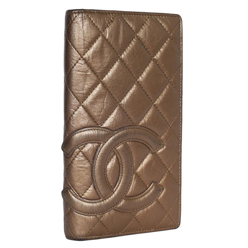 Chanel Cambon Gold Quilted Leather Bifold Wallet 5