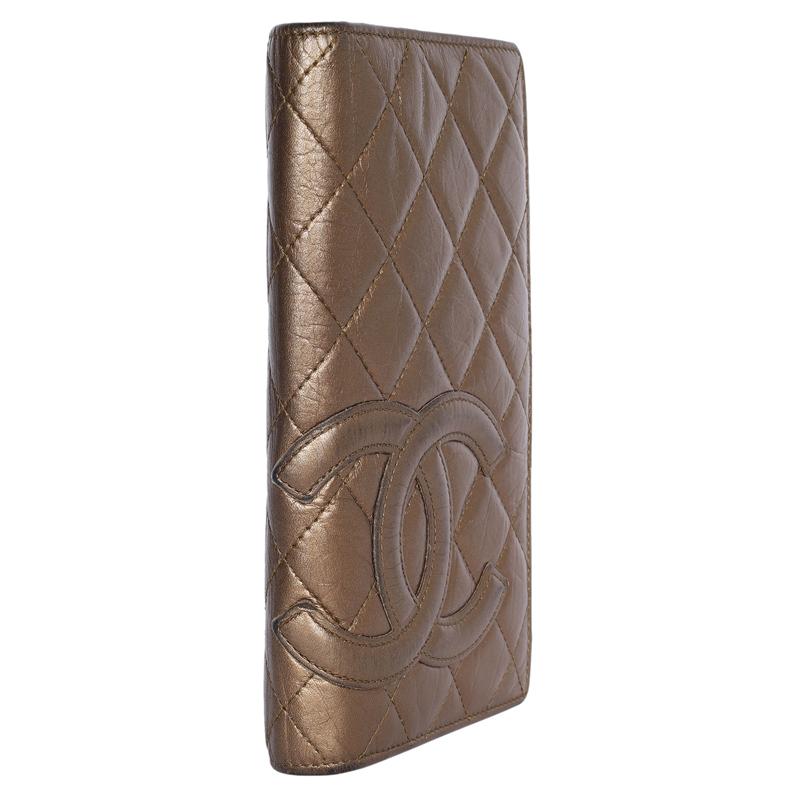 Chanel Cambon Gold Quilted Leather Bifold Wallet 6