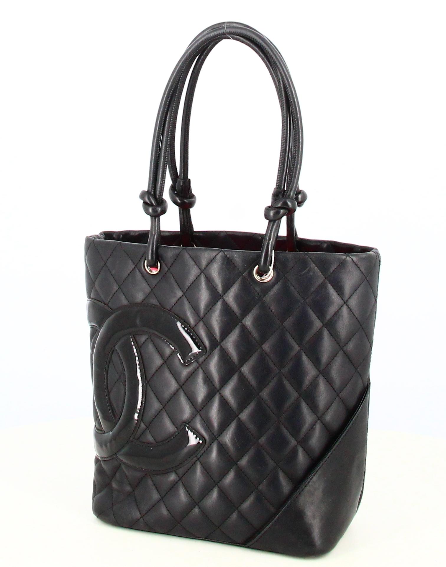 Chanel Cambon Handbag Black Quilted Leather In Good Condition For Sale In PARIS, FR