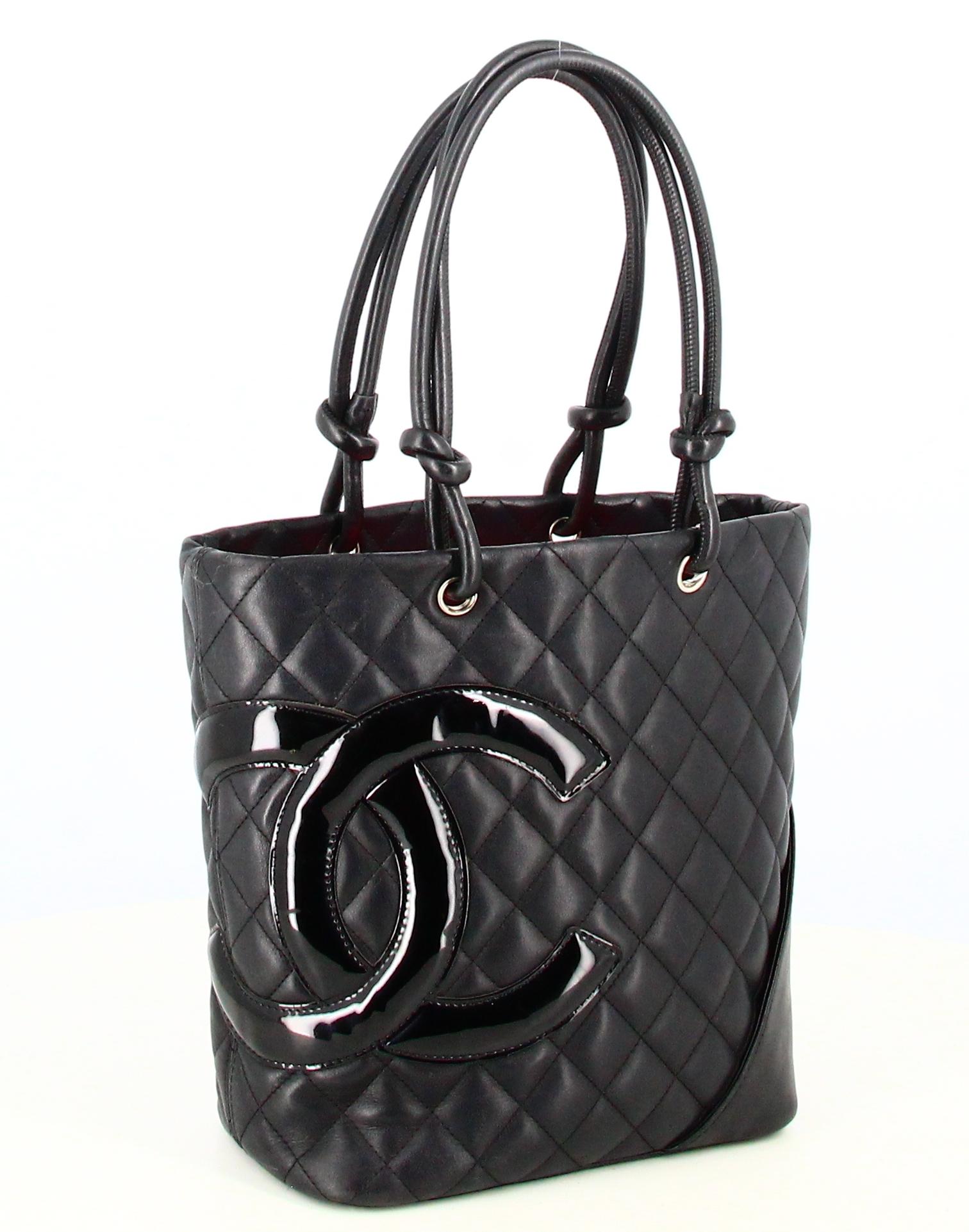 Women's Chanel Cambon Handbag Black Quilted Leather For Sale