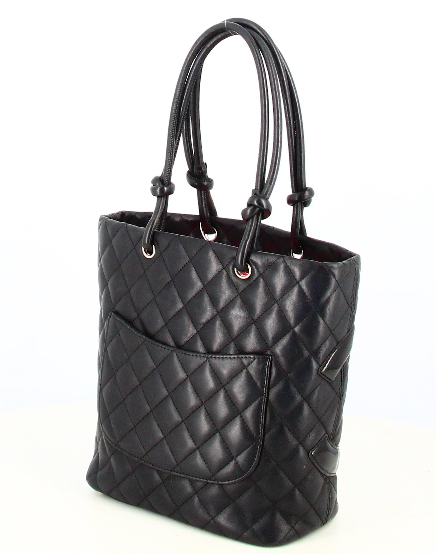 Chanel Cambon Handbag Black Quilted Leather For Sale 2