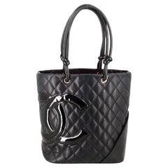 Chanel Cambon Handbag Black Quilted Leather