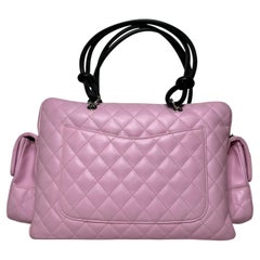 Chanel Cambon Large Pink Calfskin Leather Double Strap Handbag