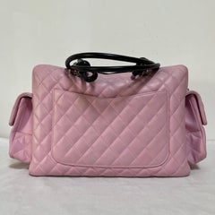 Chanel Cambon Large Pink Calfskin Leather Double Strap Handbag