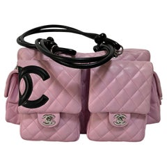 Chanel Cambon Large Pink Calfskin Leather Double Strap Handbag Chanel Cambon Large Pink Calfskin Leather Double Strap Handbag