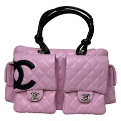 Chanel Cambon Large Pink Calfskin Leather Double Strap Handbag