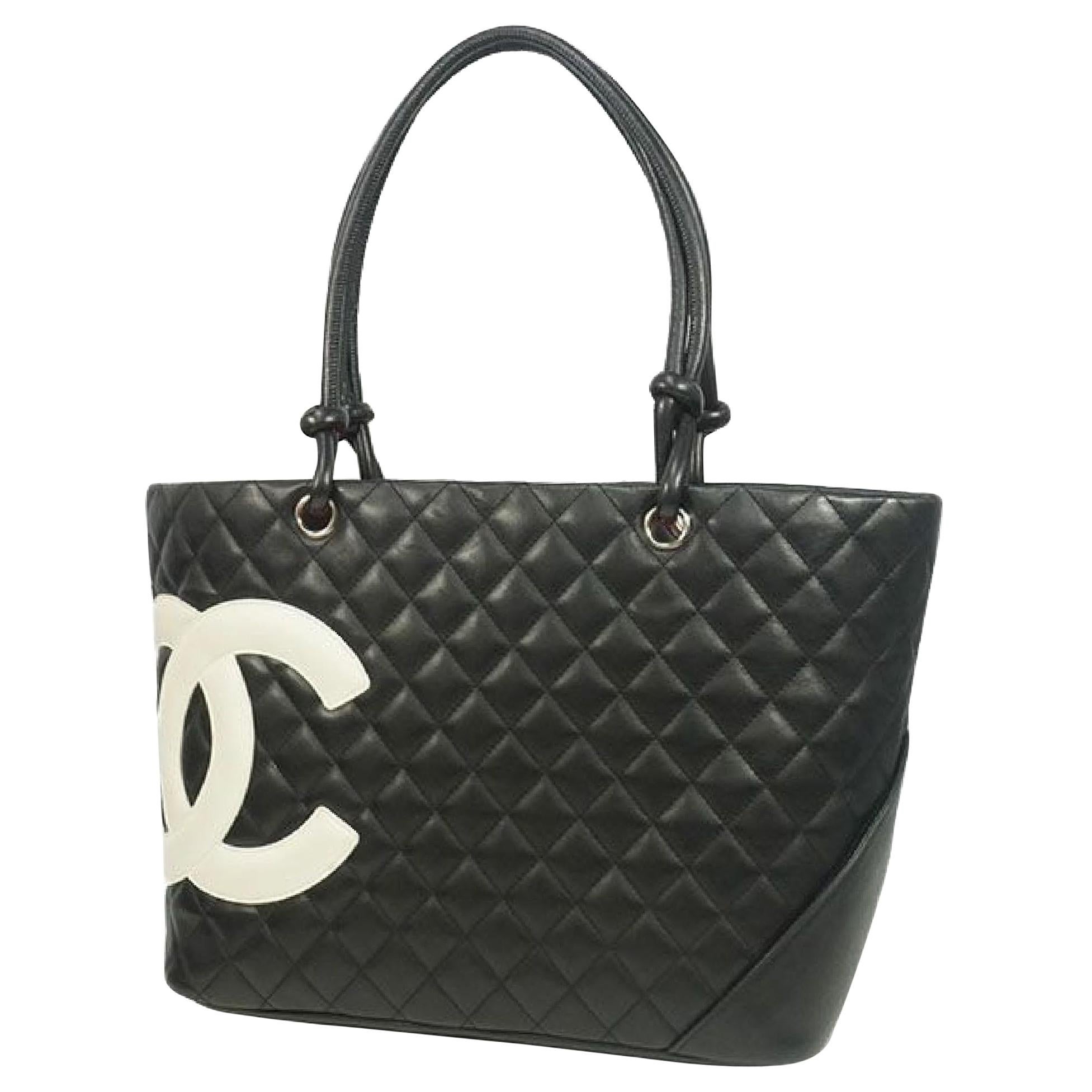 CHANEL Cambon large tote Womens tote bag A25169 black x white