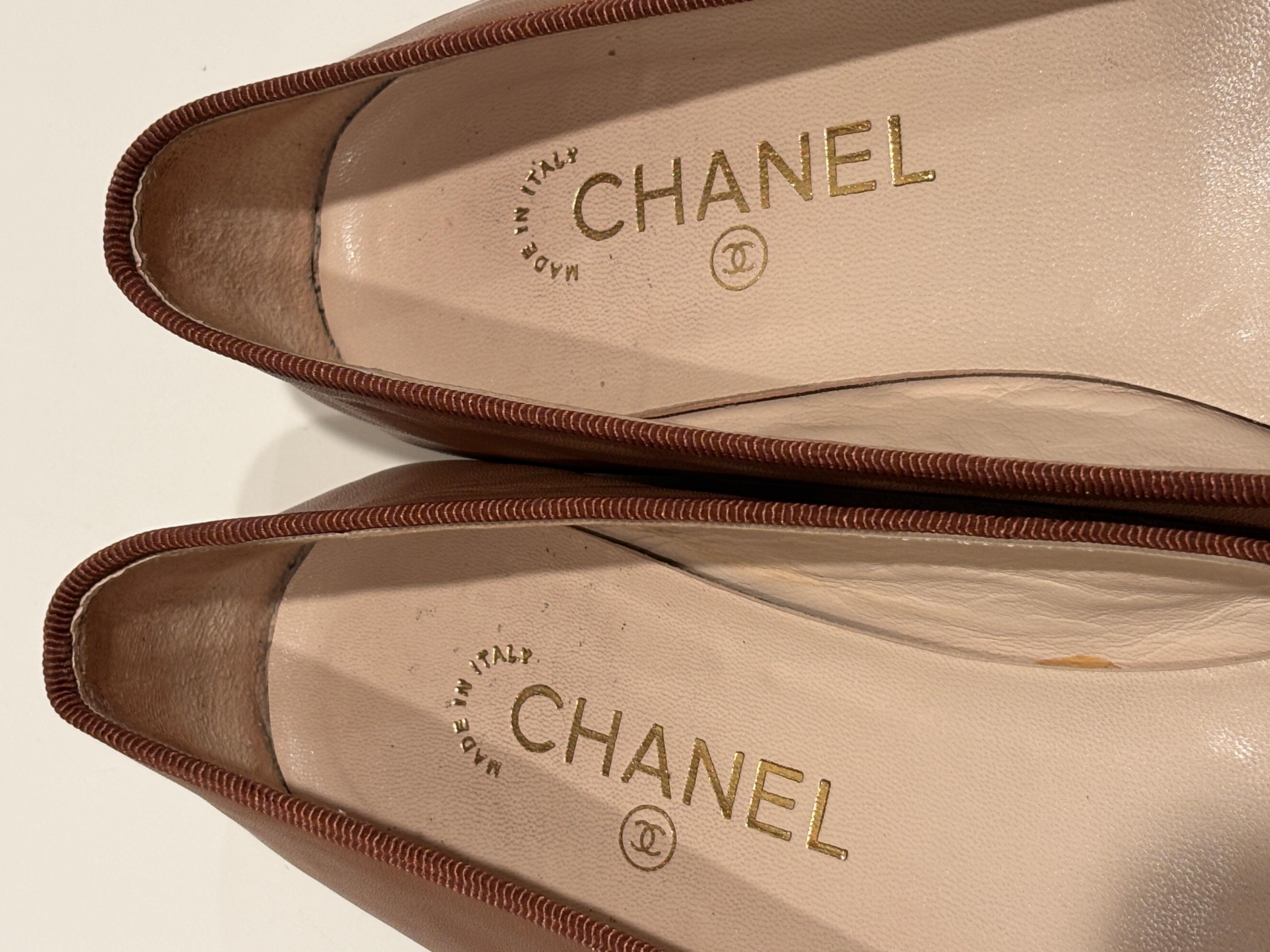 Ballerines Chanel Cambon en cuir  Brown et Black Taille EU 41 en vente 13