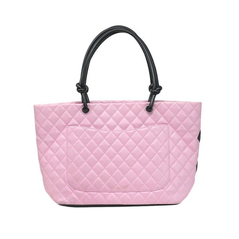 Chanel Cambon Ligne Pink and Black Large Tote at 1stDibs