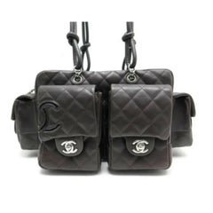 CHANEL Cambon Ligne Reporter Quilted Brown Lambskin Bag