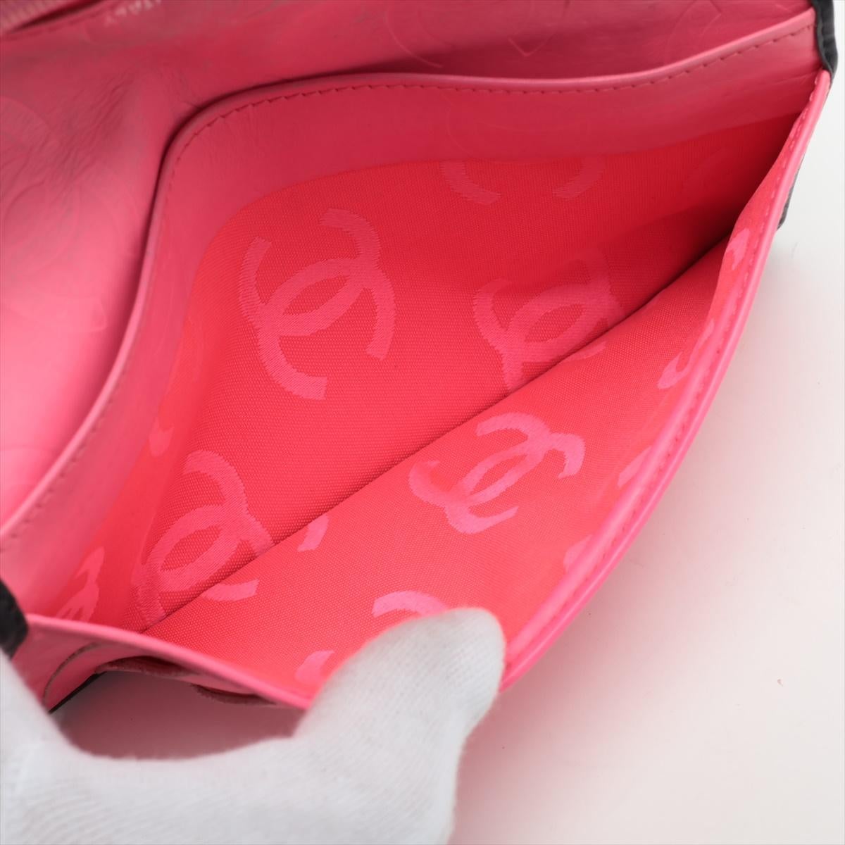Chanel Cambon Line Cuir d'agneau Portefeuille zippé rond Organisateur Noir 2