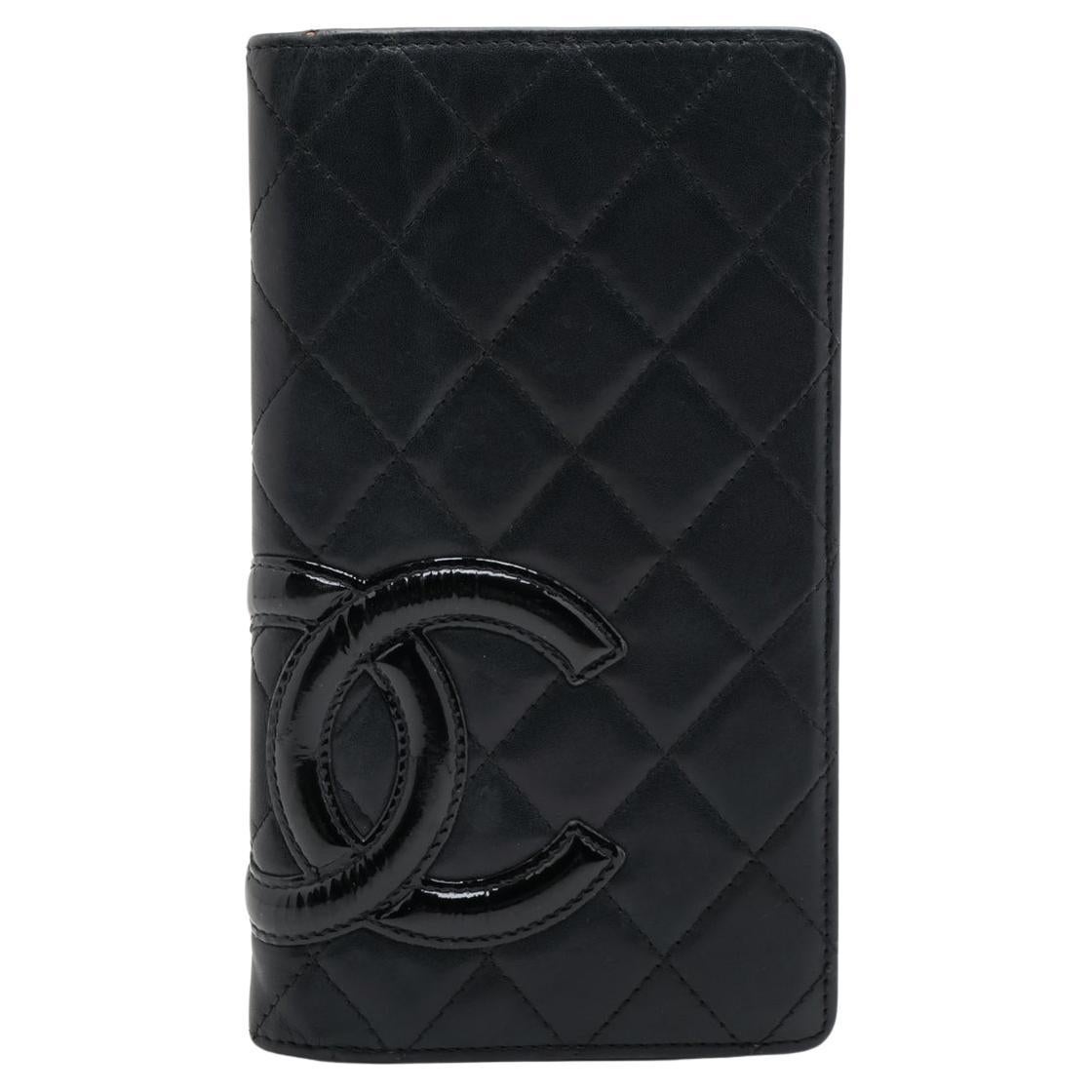 Chanel Cambon Line Cuir d'agneau Portefeuille zippé rond Organisateur Noir