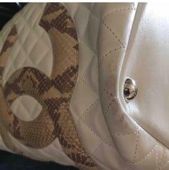 CHANEL Cambon Line Medium Tote Bag COCO Mark CC mark Tote Bag leather White