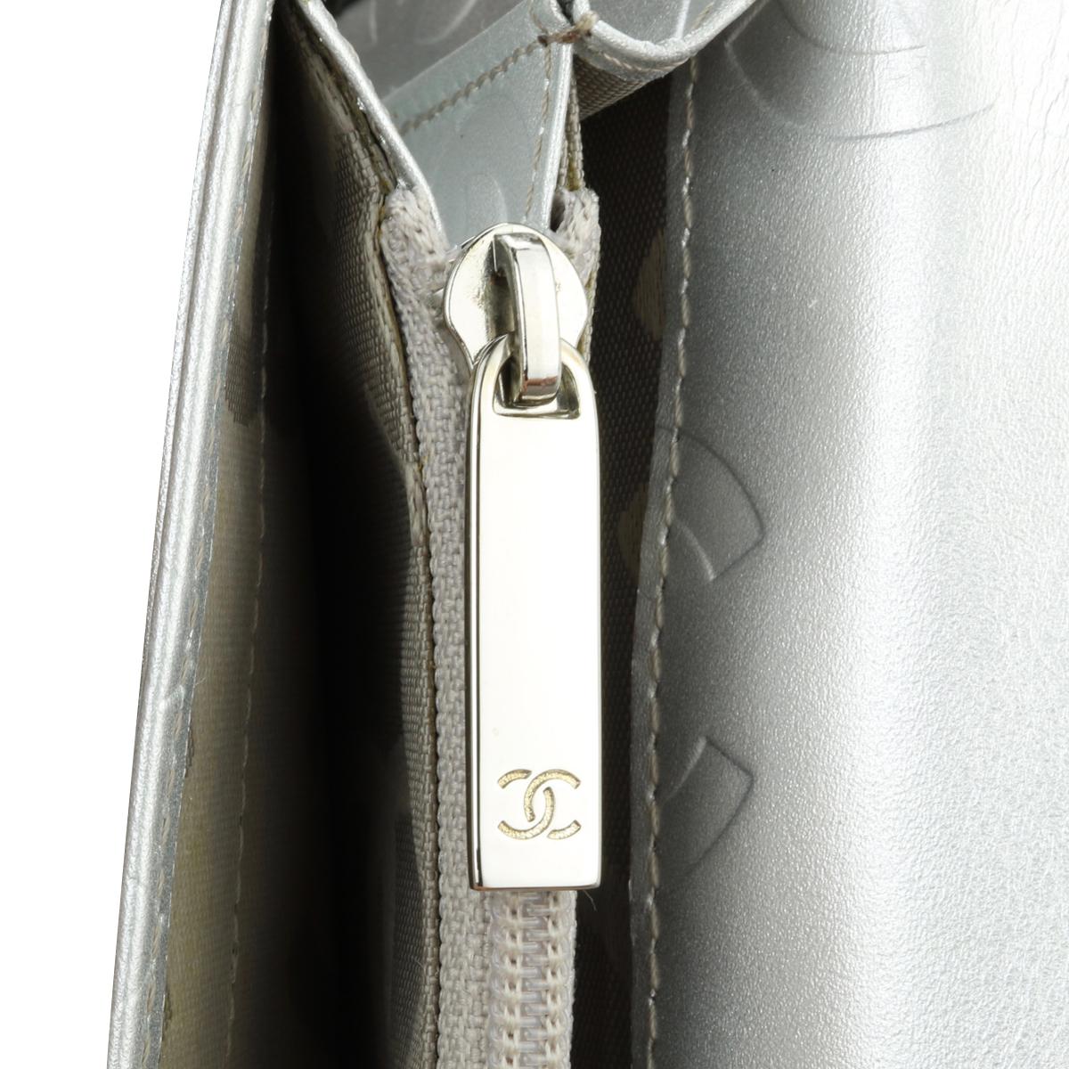 CHANEL Cambon Long Wallet Black and Silver Calfskin with Silver Hardware 2012 3